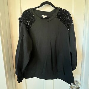 Maurices Black Sequin Shoulder Top